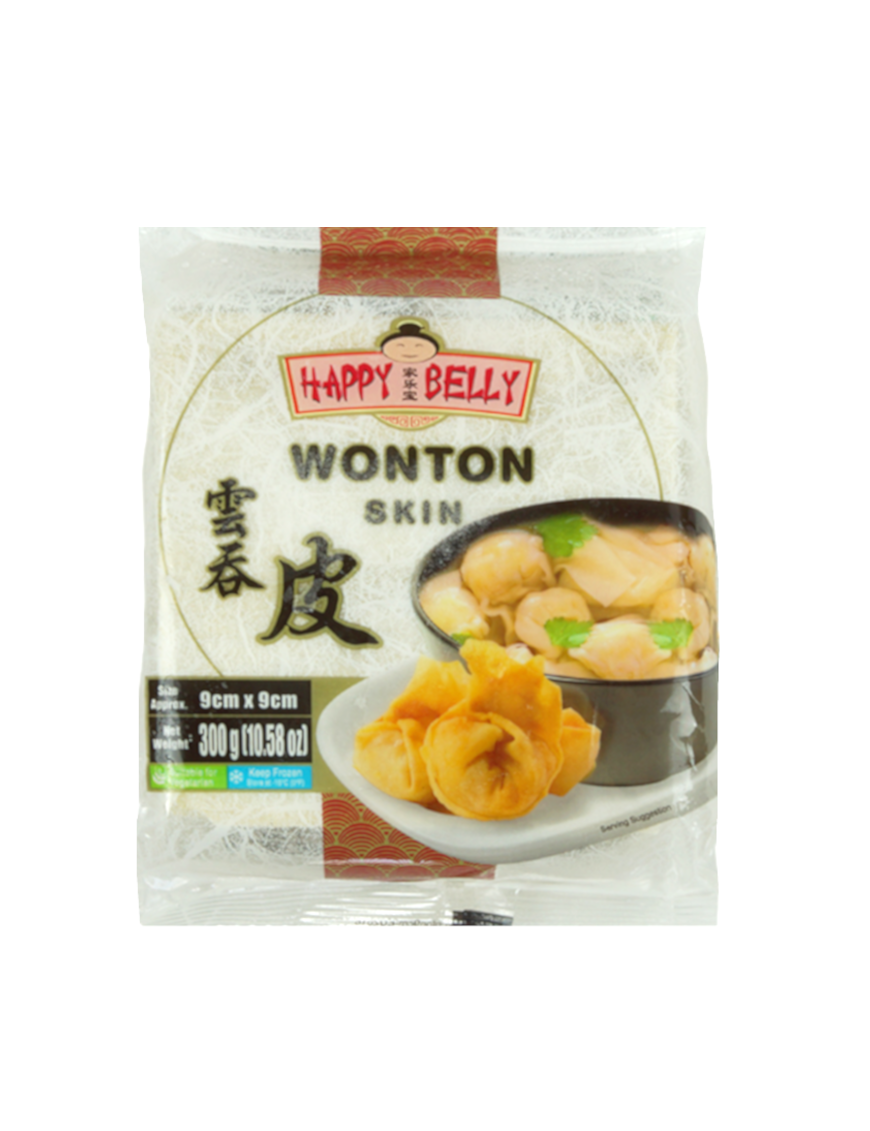 Feuilles pour raviolis Wonton HAPPY BELLY 11cm 300g (乌冬云吞皮(中袋))