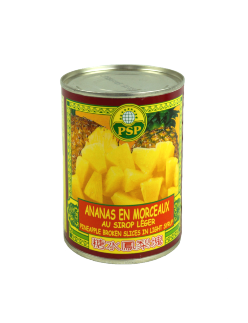Ananas en morceaux au sirop léger en conserve PSP 565g