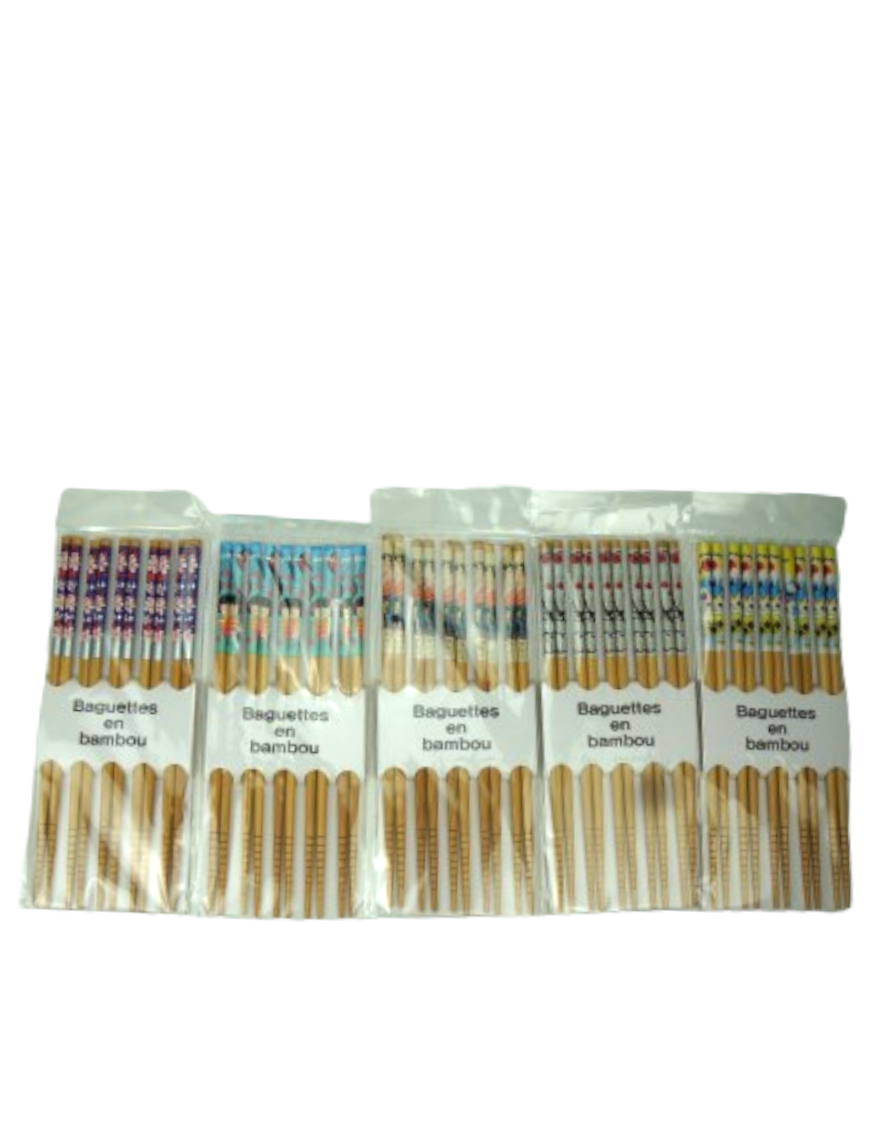 Baguettes en bambou imprimées 5PCS/SAC