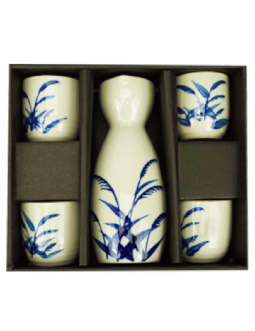 Ensemble (set) de saké 5PCS fleurs (清酒套装(青草图))