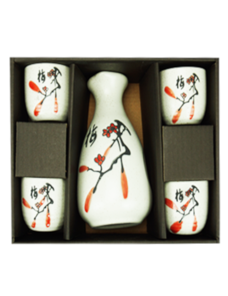 Ensemble (set) de saké 5PCS fleurs (清酒套装(梅花图))