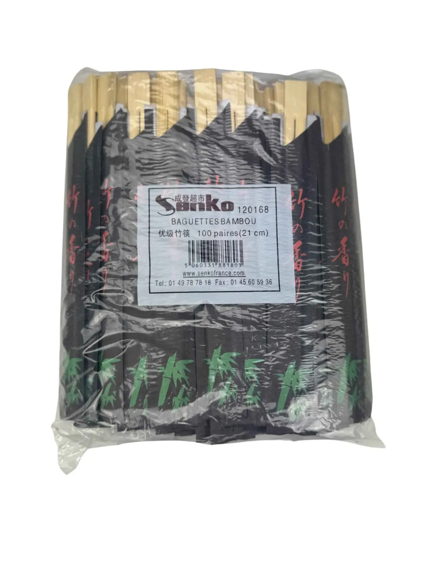 BAGUETTE JAPONAISE NOIRE 21CM 20x100 PAIRES SENKO CT